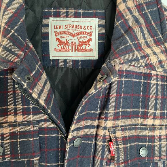 LEVIS Men’s Plaid Flannel Shacket Zip Snap Closure Lined Size Medium - Picture 7 of 11